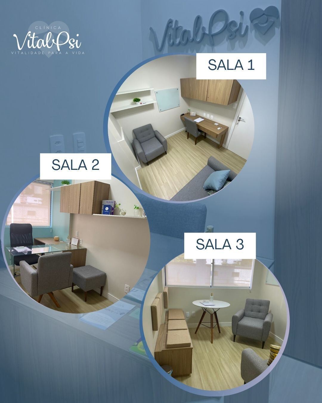 Salas de atendimento da Clínica VitalPsi